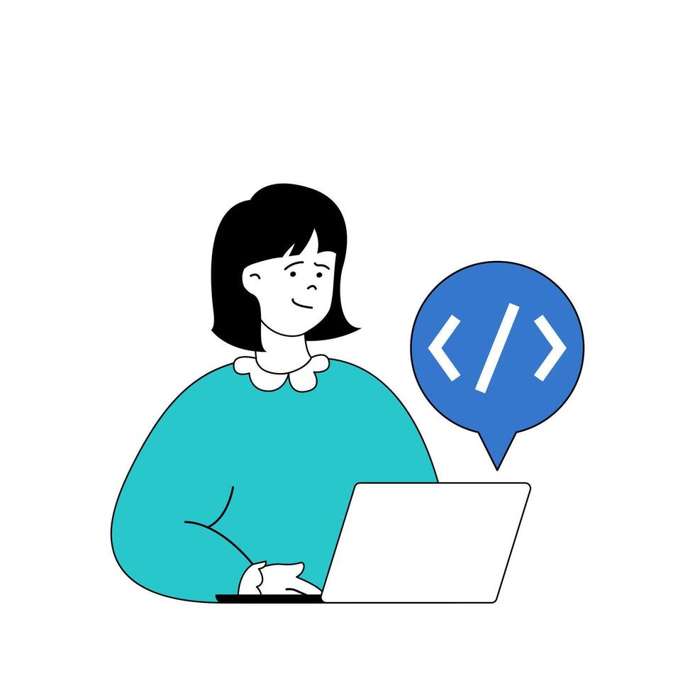 Woman Coding Vector Art, Icons, and Graphics for Free Download