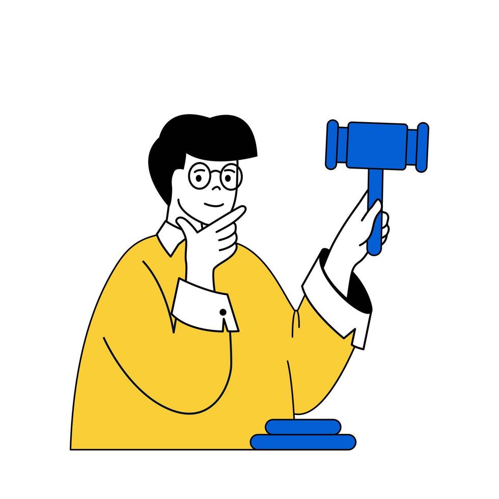 Business concept with cartoon people in flat design for web. Man consults with lawyer to conclude legal deals and prepare documents. Vector illustration for social media banner, marketing material.