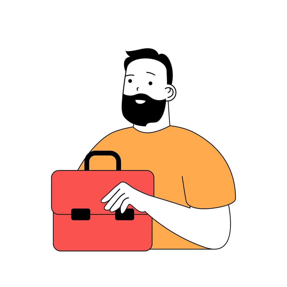 School learning concept with cartoon people in flat design for web. Student with school bag going to class. Teacher with briefcase. Vector illustration for social media banner, marketing material.