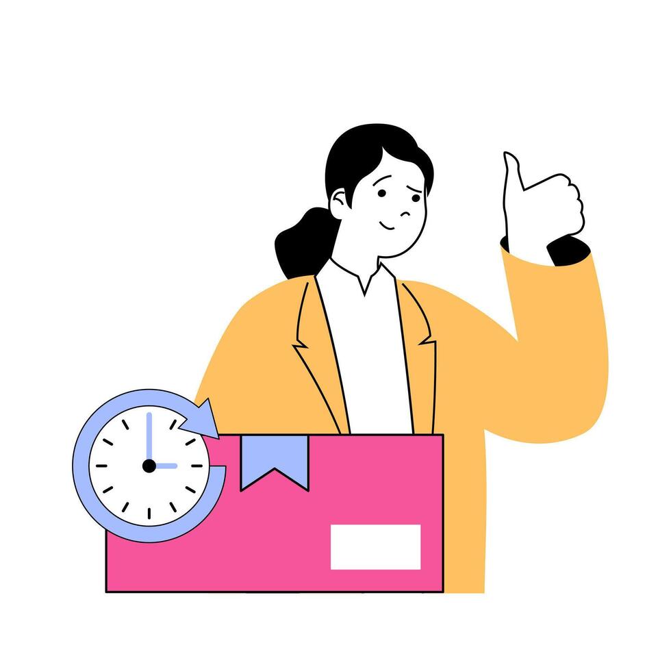 Mobile commerce concept with cartoon people in flat design for web. Vector illustration