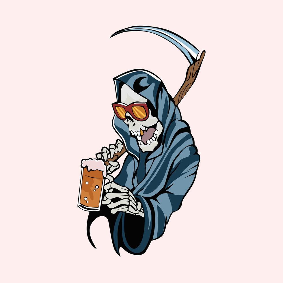 Grim Reaper Skeleton Summer Time vector