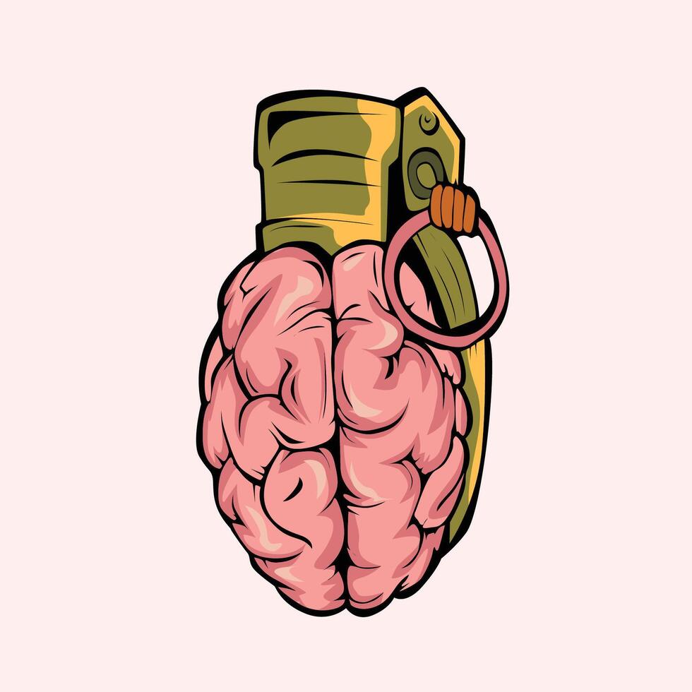 Grenade Brain Art Cartoon vector