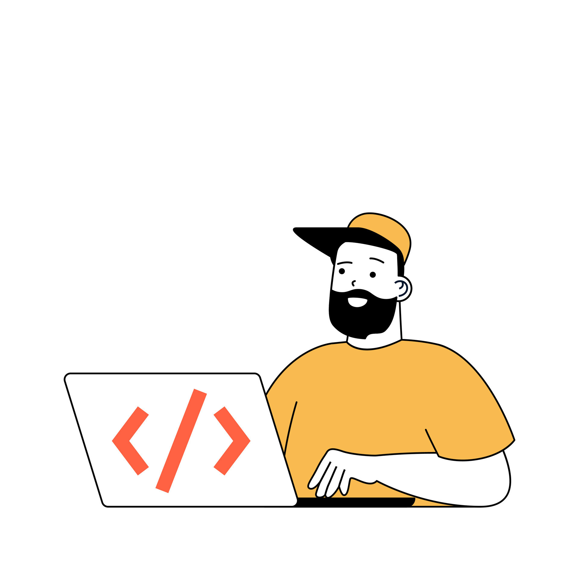 Programming concept with cartoon people in flat design for web. Man ...