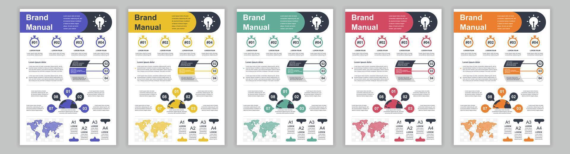 estruendo a3 negocio marca manual plantillas colocar. empresa identidad folleto página con infografía financiero datos. márketing investigación, y comercial oferta. vector diseño diseño para póster, cubrir, folleto