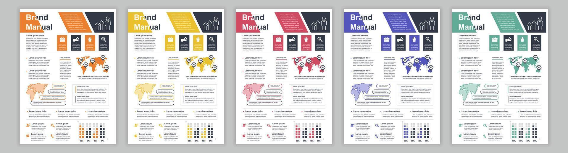 estruendo a3 negocio marca manual plantillas colocar. empresa identidad folleto página con infografía financiero datos. márketing investigación, y comercial oferta. vector diseño diseño para póster, cubrir, folleto