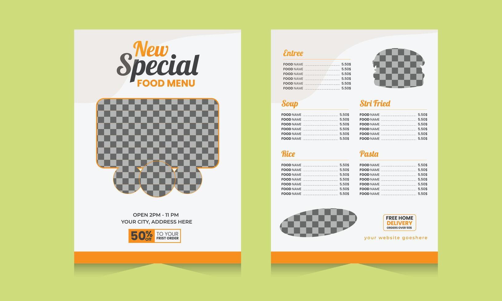 Menu Restaurant Vertical Format Free Vector