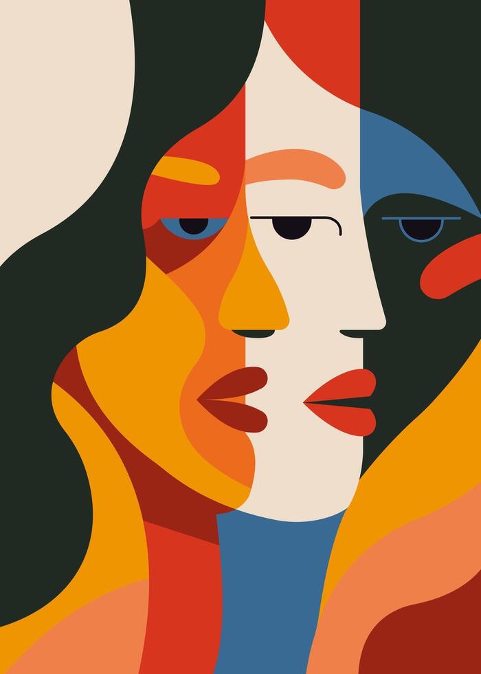 Colorful simple organic shapes illustration vector