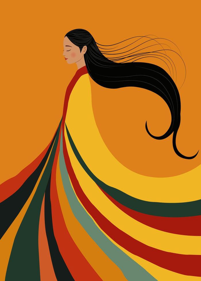 Woman in a robe on a yellow background vector