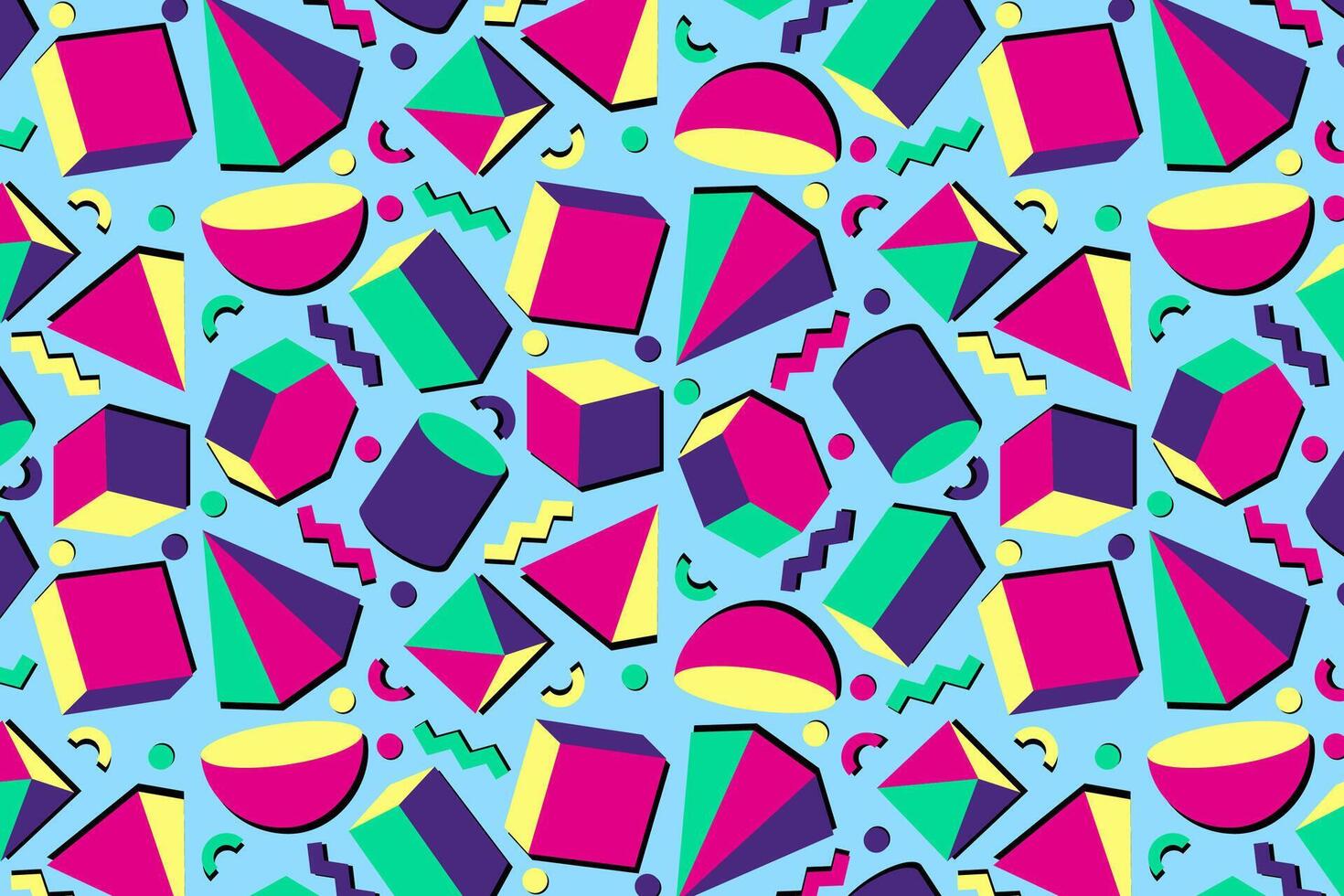 Geometric shapes 90s pattern vector