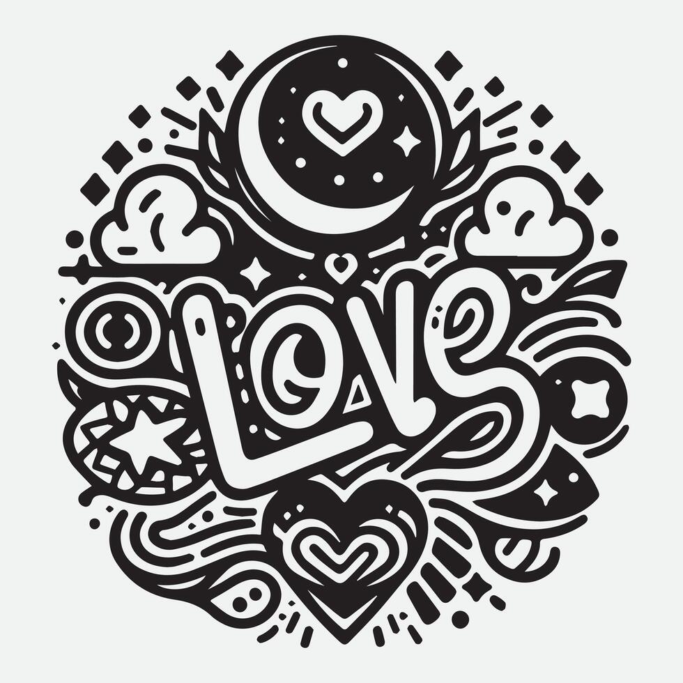 doodle background design, with design elements and shapes that express love vector