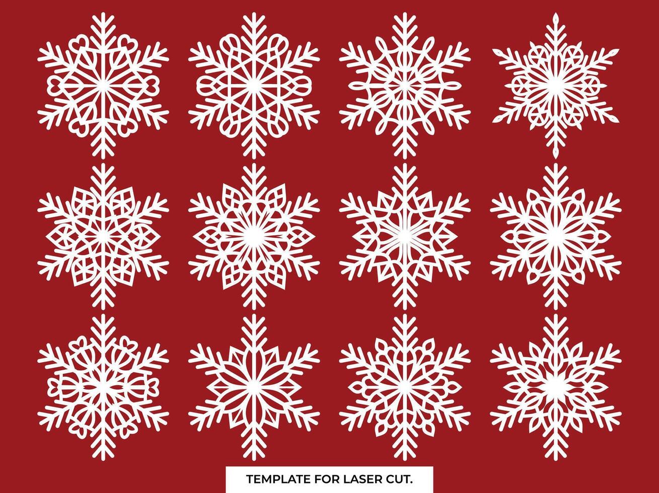 conjunto de copos de nieve. láser cortar modelo para Navidad papel tarjetas, diseño elementos, álbum de recortes vector ilustración.