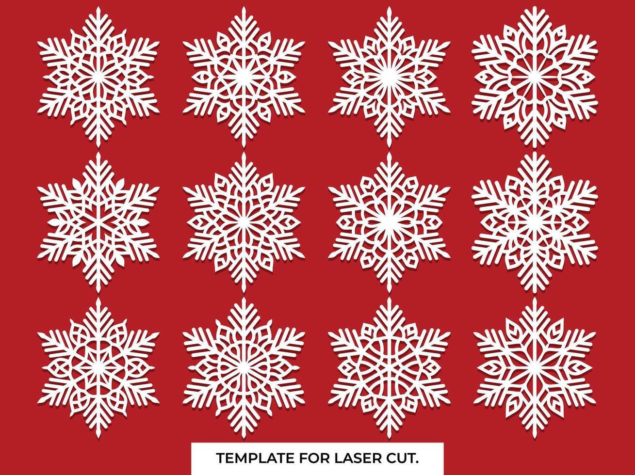 Set of snowflakes. Laser cut pattern for christmas paper cards, design elements, scrapbooking. Vector illustration.