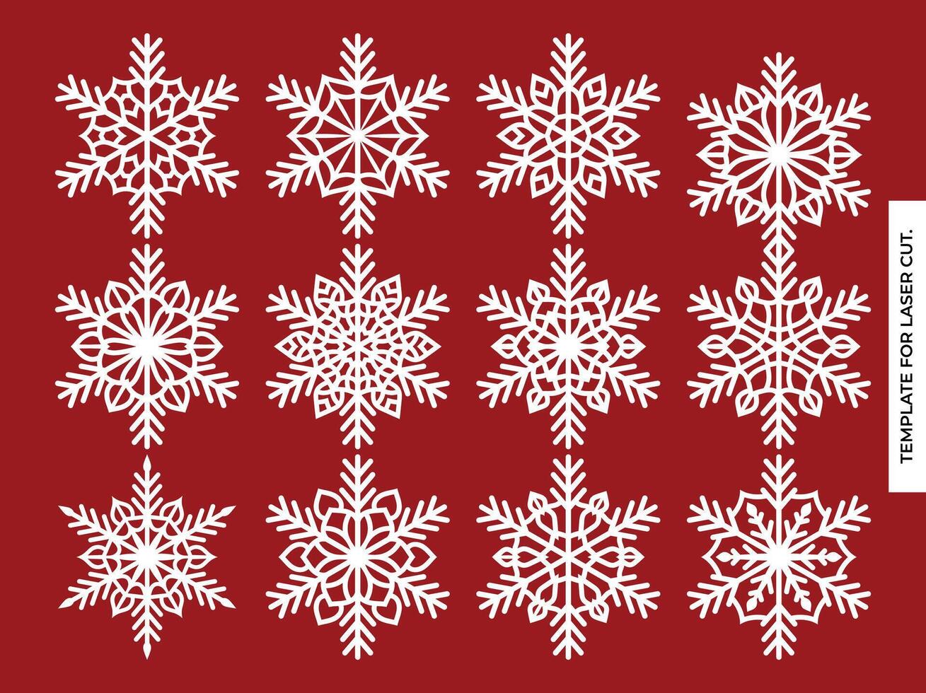 Set of snowflakes. Laser cut pattern for christmas paper cards, design elements, scrapbooking. Vector illustration.