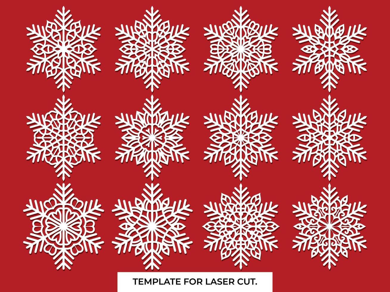 Set of snowflakes. Laser cut pattern for christmas paper cards, design elements, scrapbooking. Vector illustration.