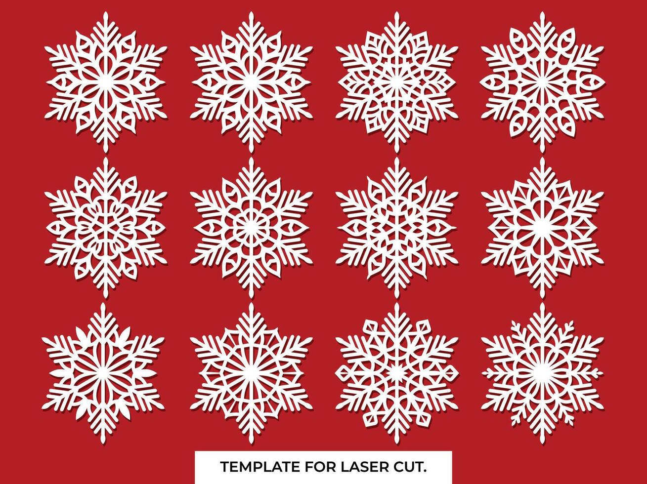 Set of snowflakes. Laser cut pattern for christmas paper cards, design elements, scrapbooking. Vector illustration.