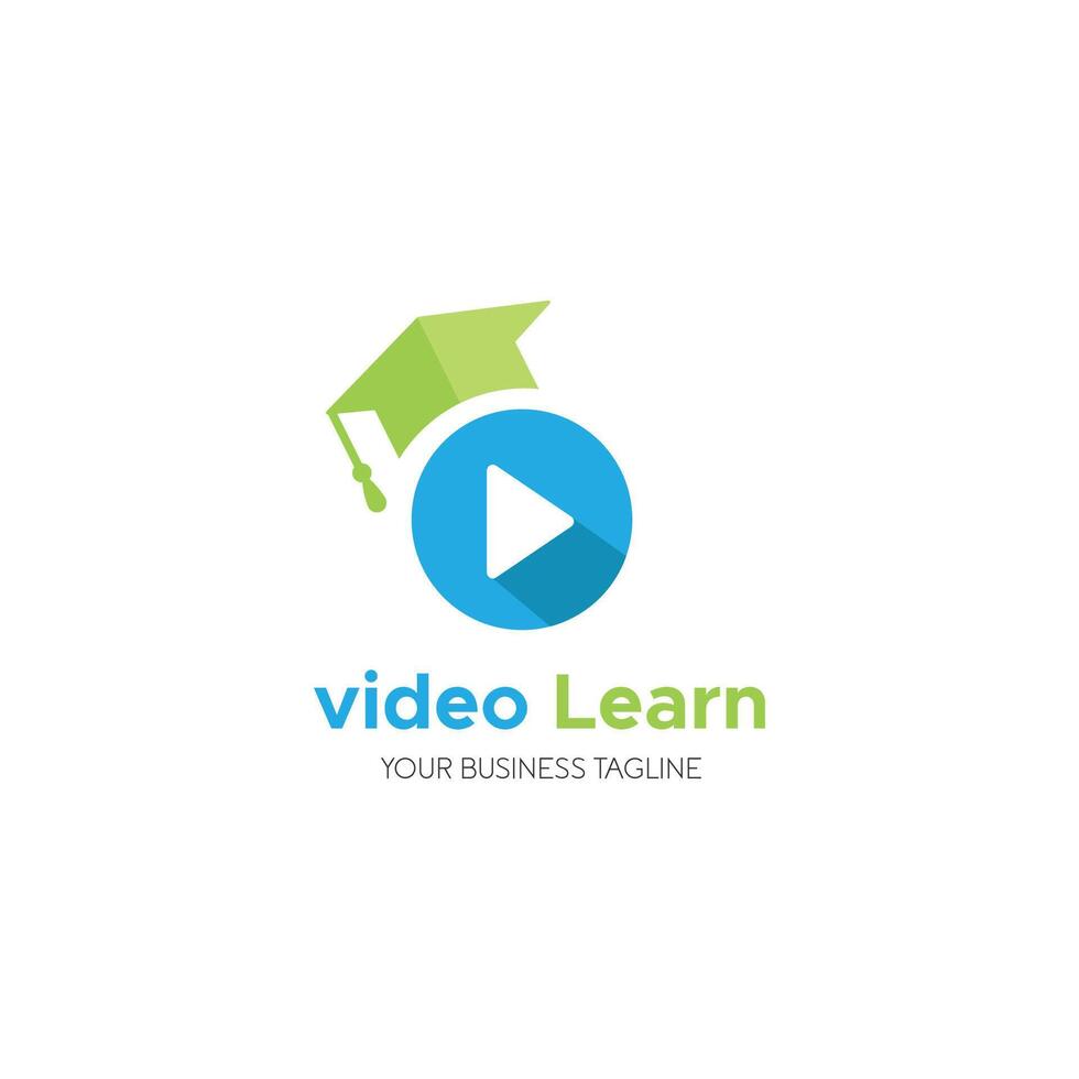 video learn play button media logo vector
