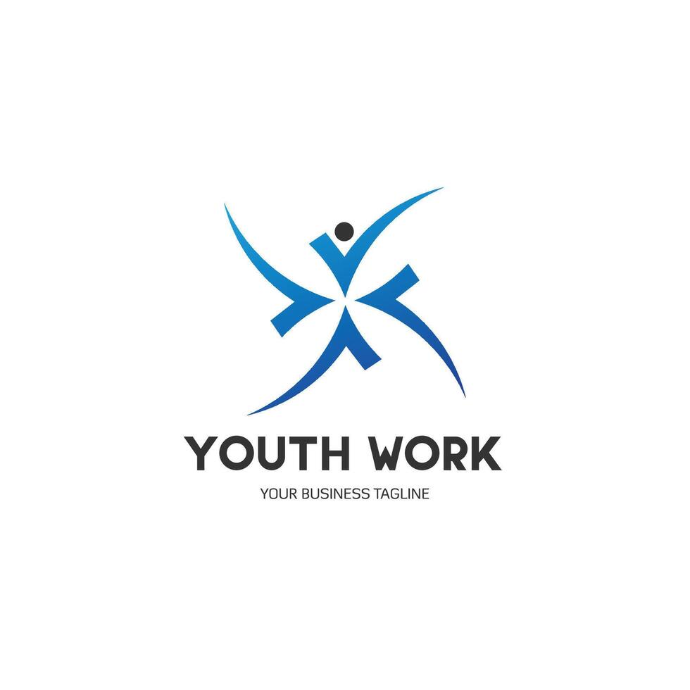 juventud trabajo logo diseño modelo vector