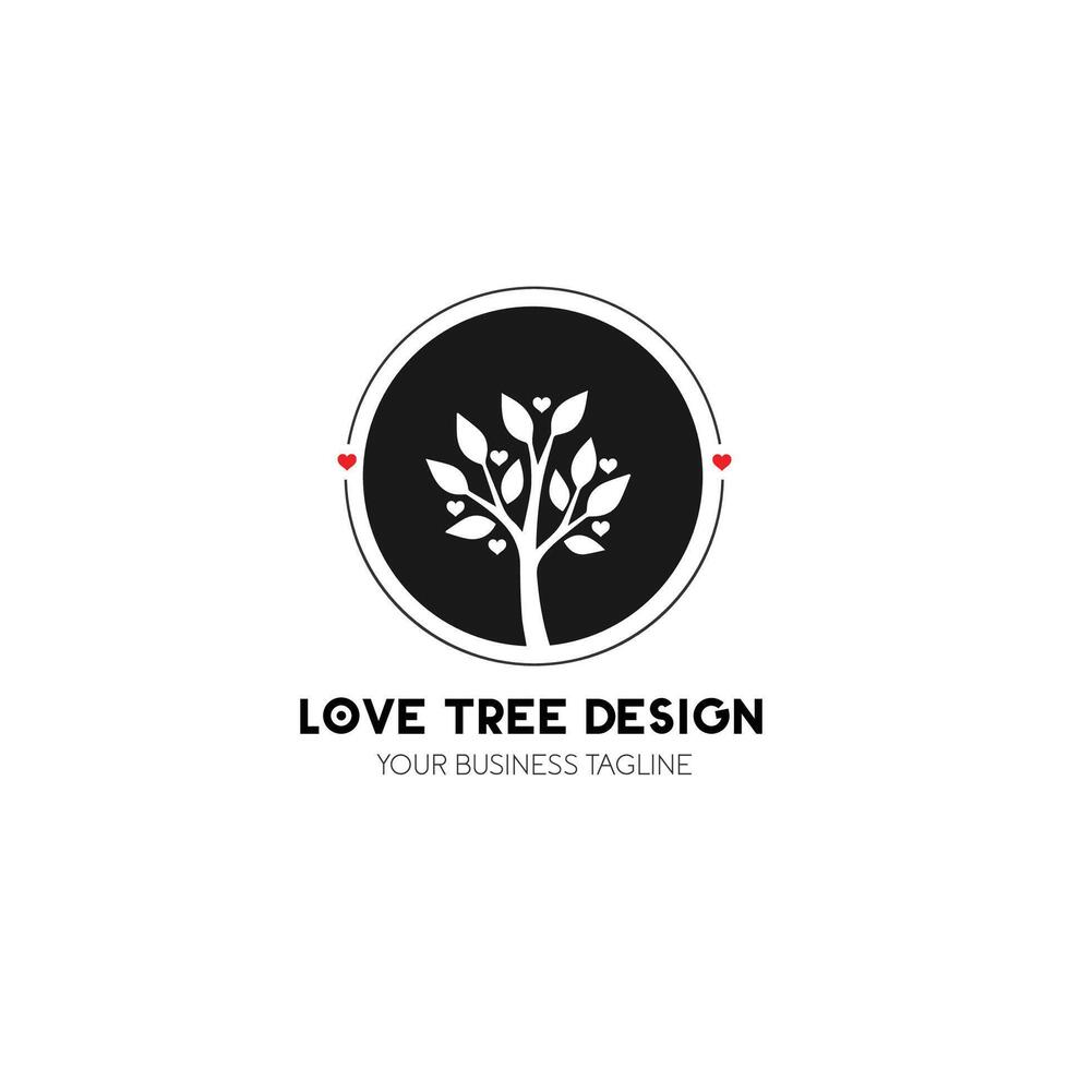 amor árbol logo diseño mínimo estilo vector