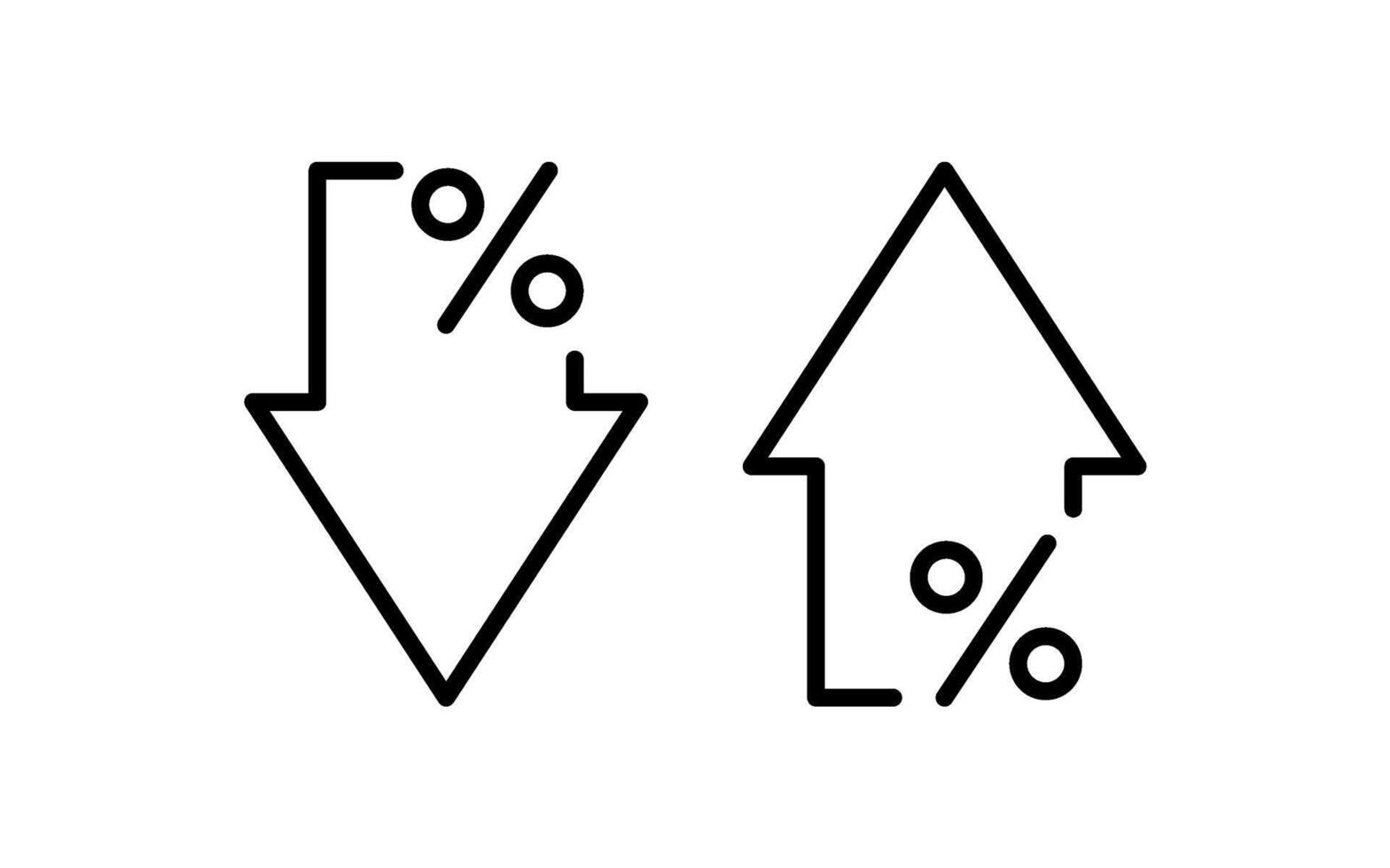 Percentage arrow up and down icon. Percent line icon. Price increase, decrease. Business simple symbol. Vector illustration isolated on white background. Editable stroke.