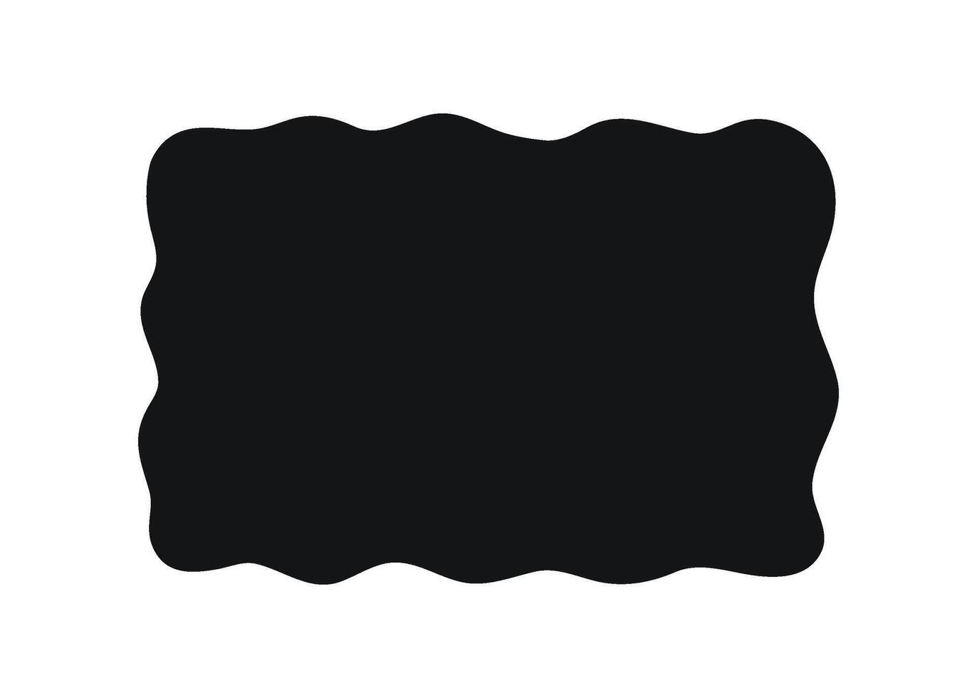 Doodle wave curve edge frame. Hand drawn wavy square border. Doodle brush drawn rectangle shape frame. Vector illustration isolated on white background