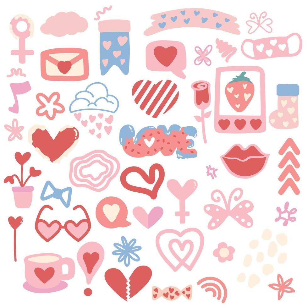 Valentine' Day element doodle hand draw decoration vector and illustration