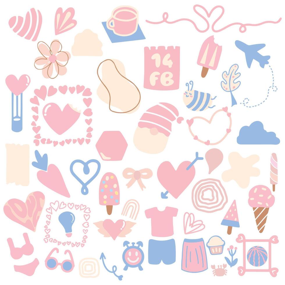 Valentine' Day element doodle hand draw decoration vector and illustration