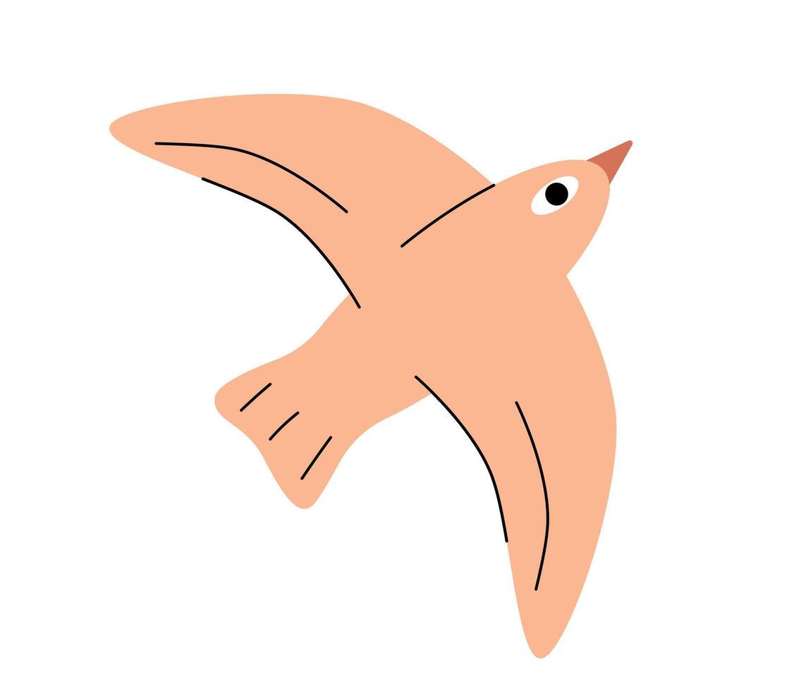 Decorative bird in flight. Cute vector character. Isolated illustration for your design