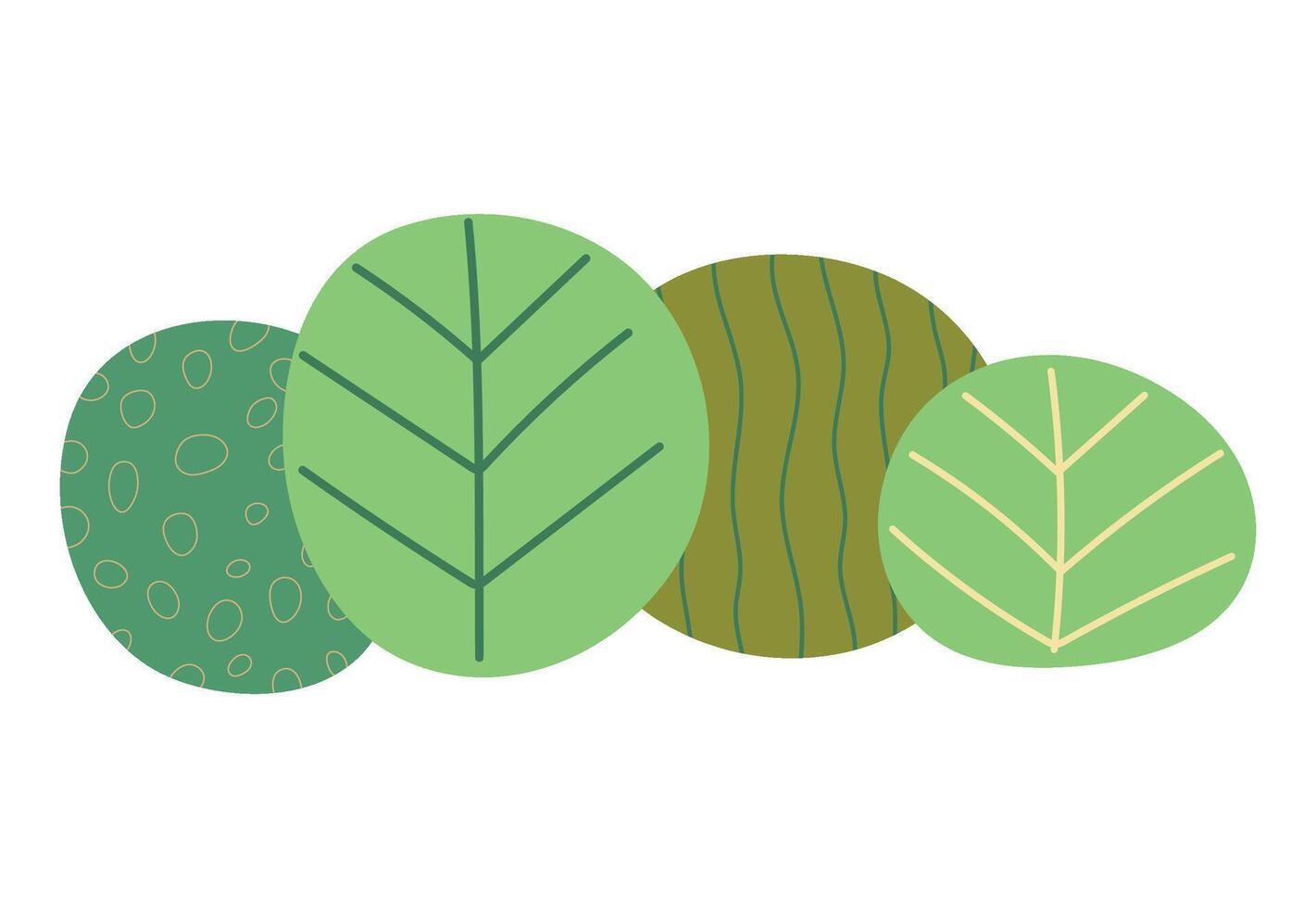 Decorative abstract bushes, leaves. Isolated vector illustration for your design.