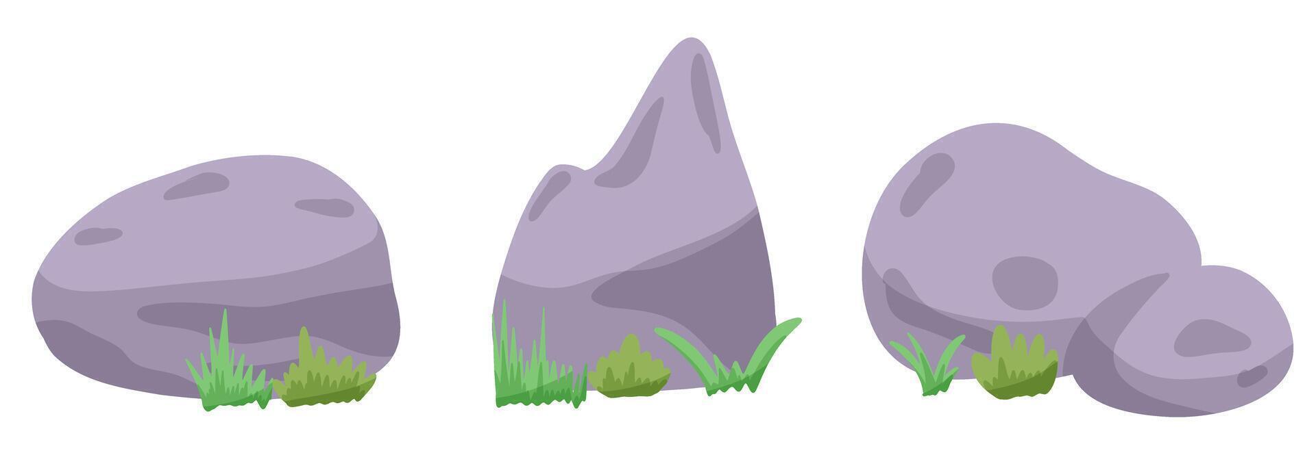 Set with stone and grass vector