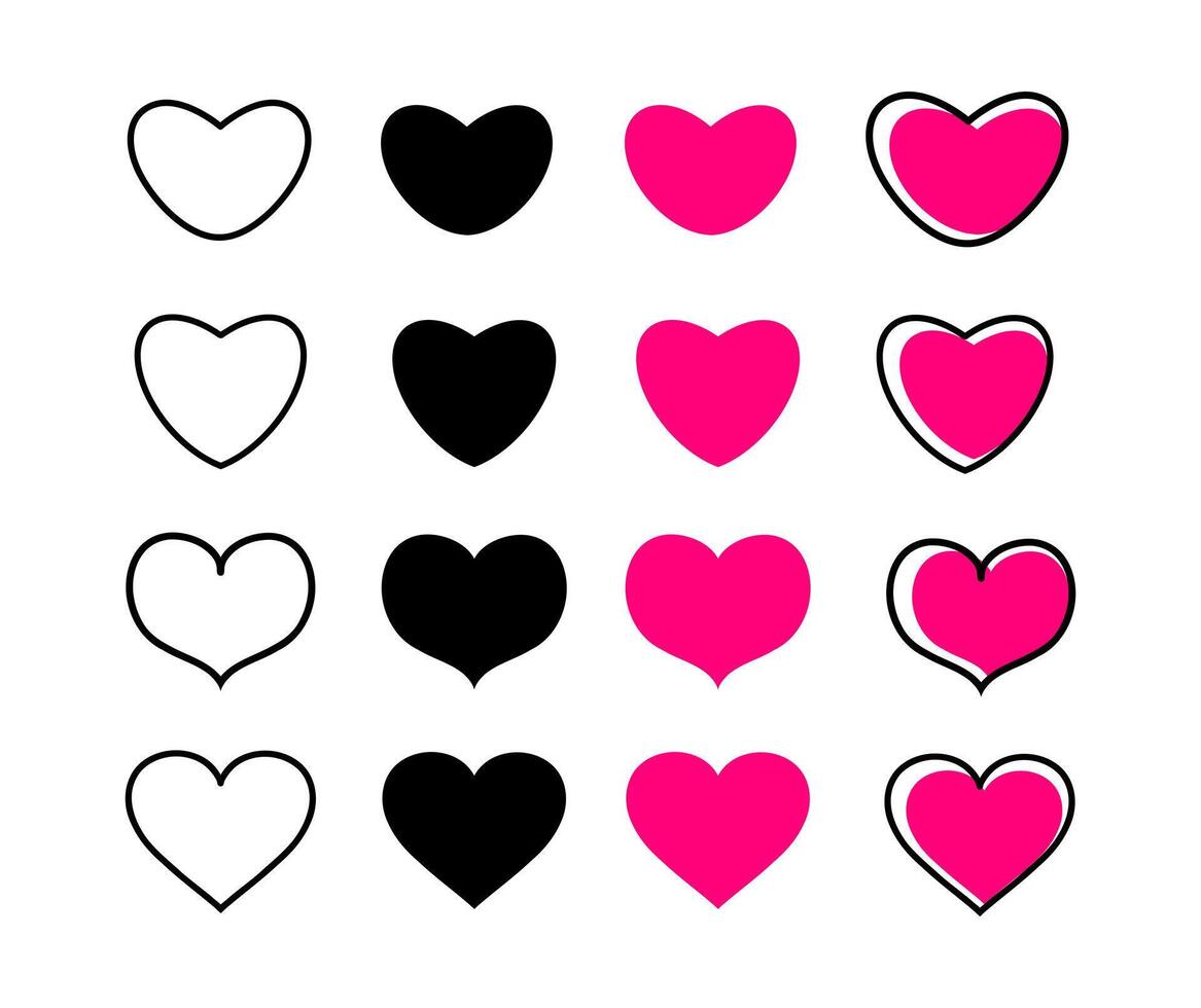 Set heart shape. Icon. Valentine's Day, medicine concept .Romantic design. Vector illustration outline.