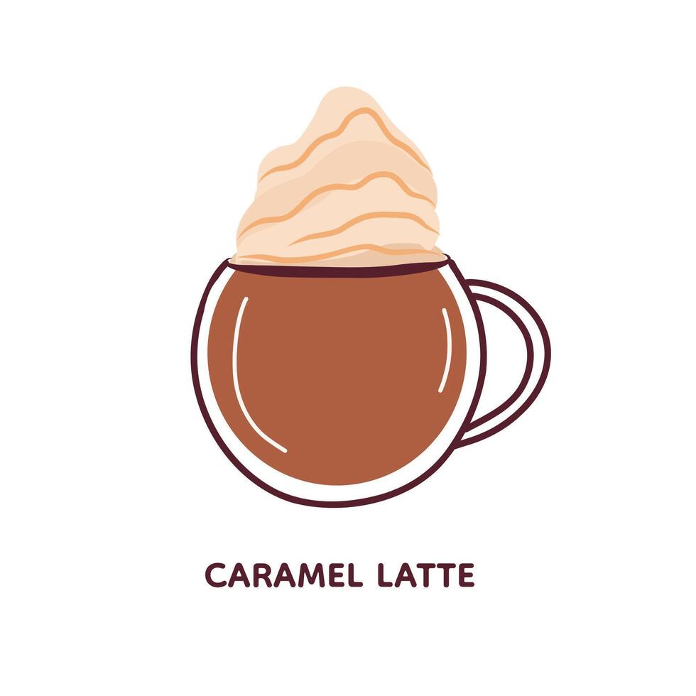 vector ilustración de café. caramelo latté en circulo vaso. aislado en blanco antecedentes
