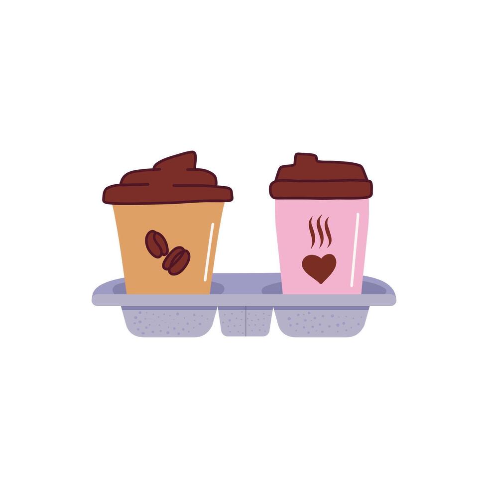 Coffee delivery services. Takeaway beverage, online ordering hot and cold drinks vector illustration.