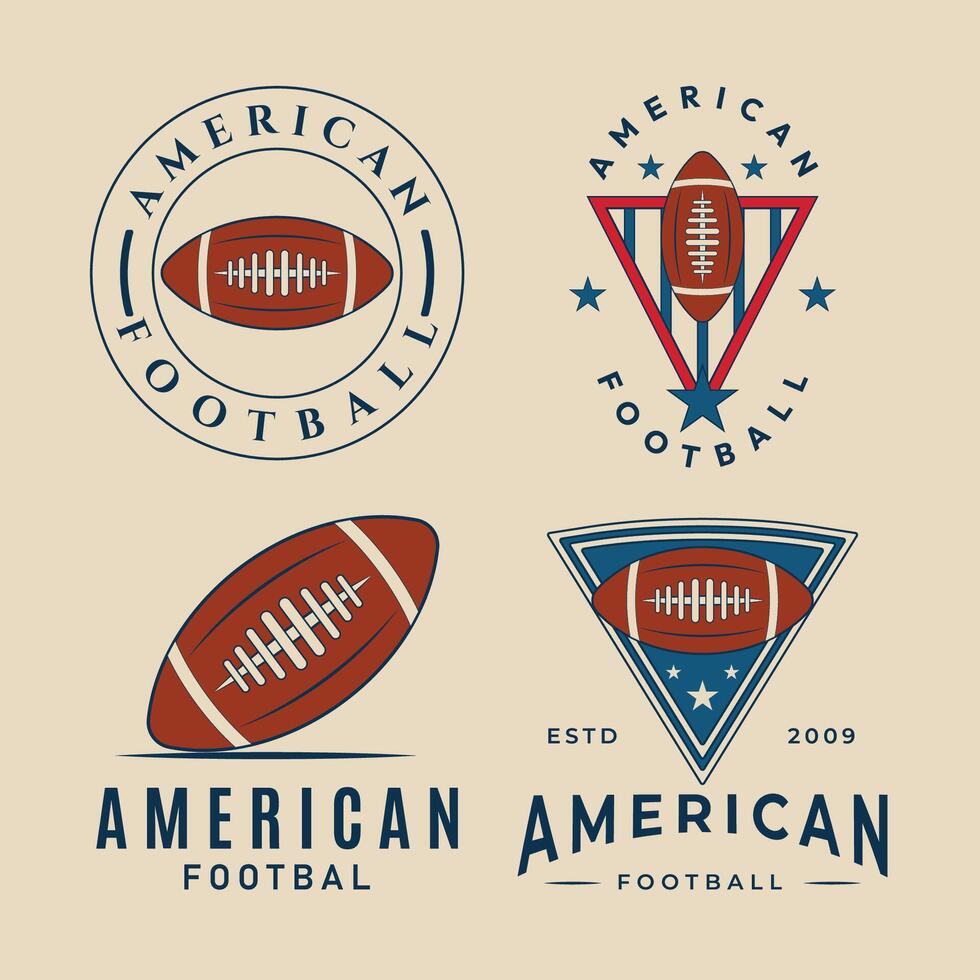 conjunto americano fútbol americano logo emblema pelota icono diseño plantilla, vector ilustración diseño