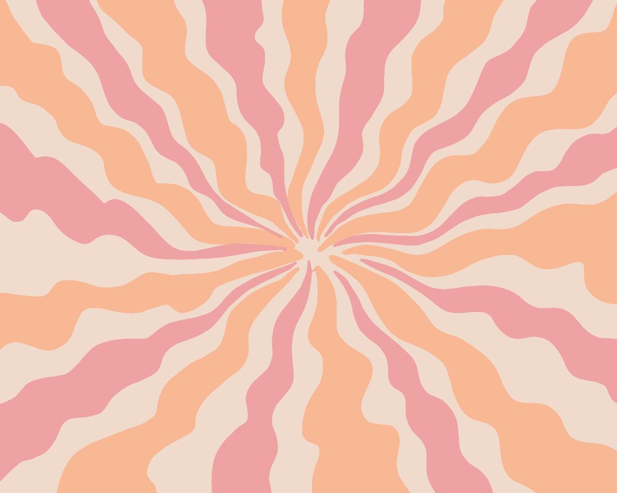 Groovy retro swirl burst, summer and carnival background vector