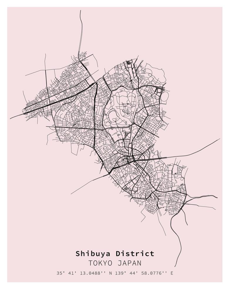 shibuya distrito tokio ,Japón calle mapa ,vector imagen vector