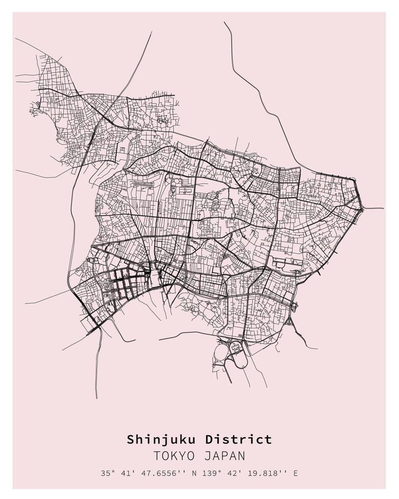 Shinjuku distrito tokio ,Japón calle mapa ,vector imagen vector