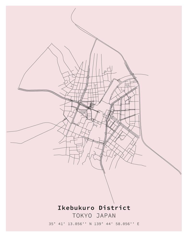 Ikebukuro District Tokyo ,Japan Street map ,vector image vector