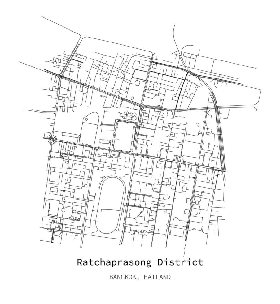 Ratchaprasong District Bangkok,street map,vector image for marketing vector