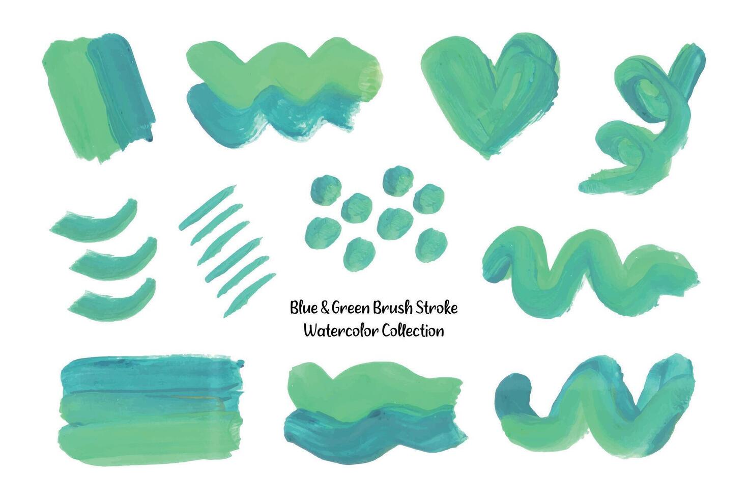 Aesthetic Blue Green Abstract Shape and Brush Stroke Collection vector