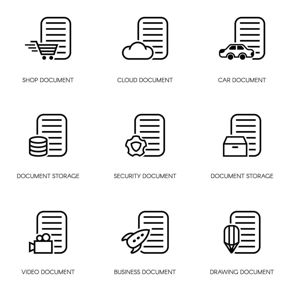 collection of various document icon designs. vector