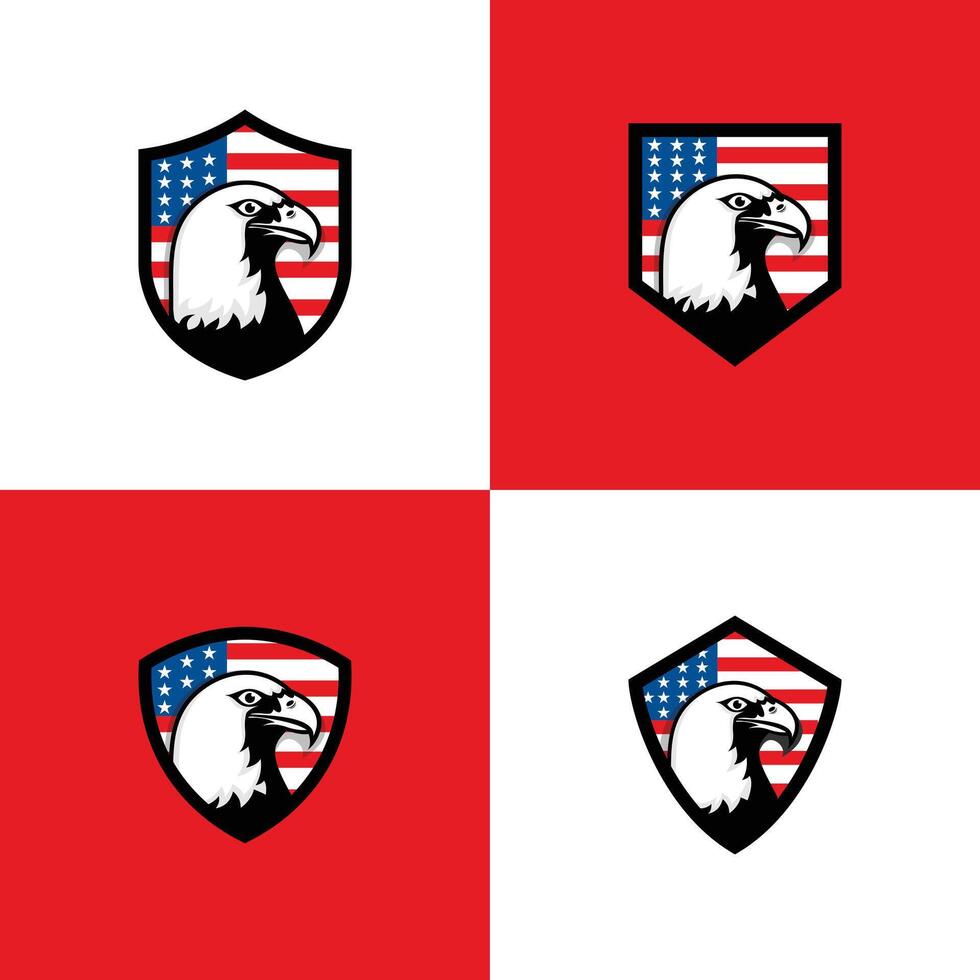 collection of america security illustration symbol design template in red and white background vector