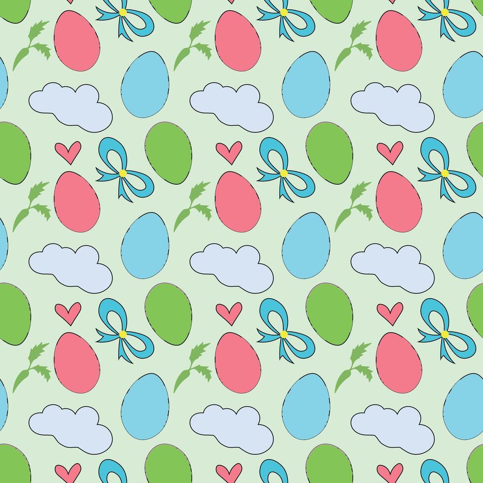 Vector seamless easter pattern. Cute background with easter eggs