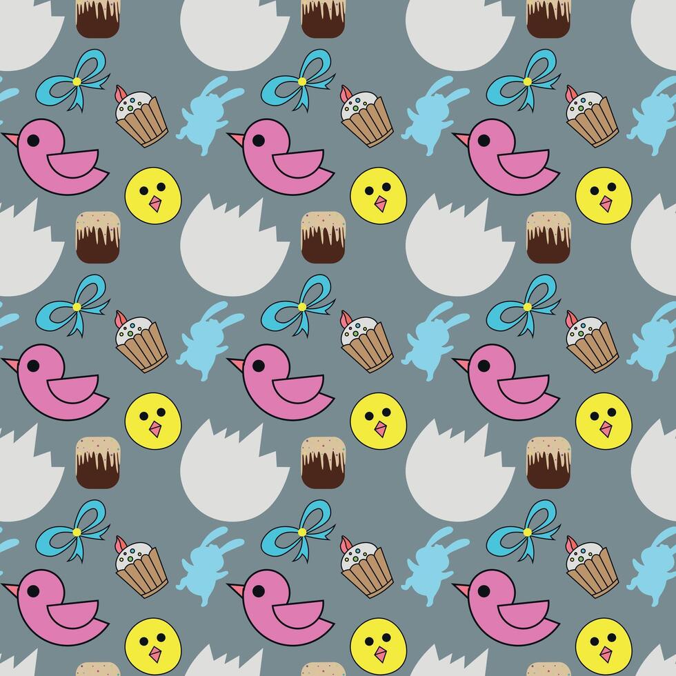 seamless pattern with Easter eggs and bunnies. with background design vector