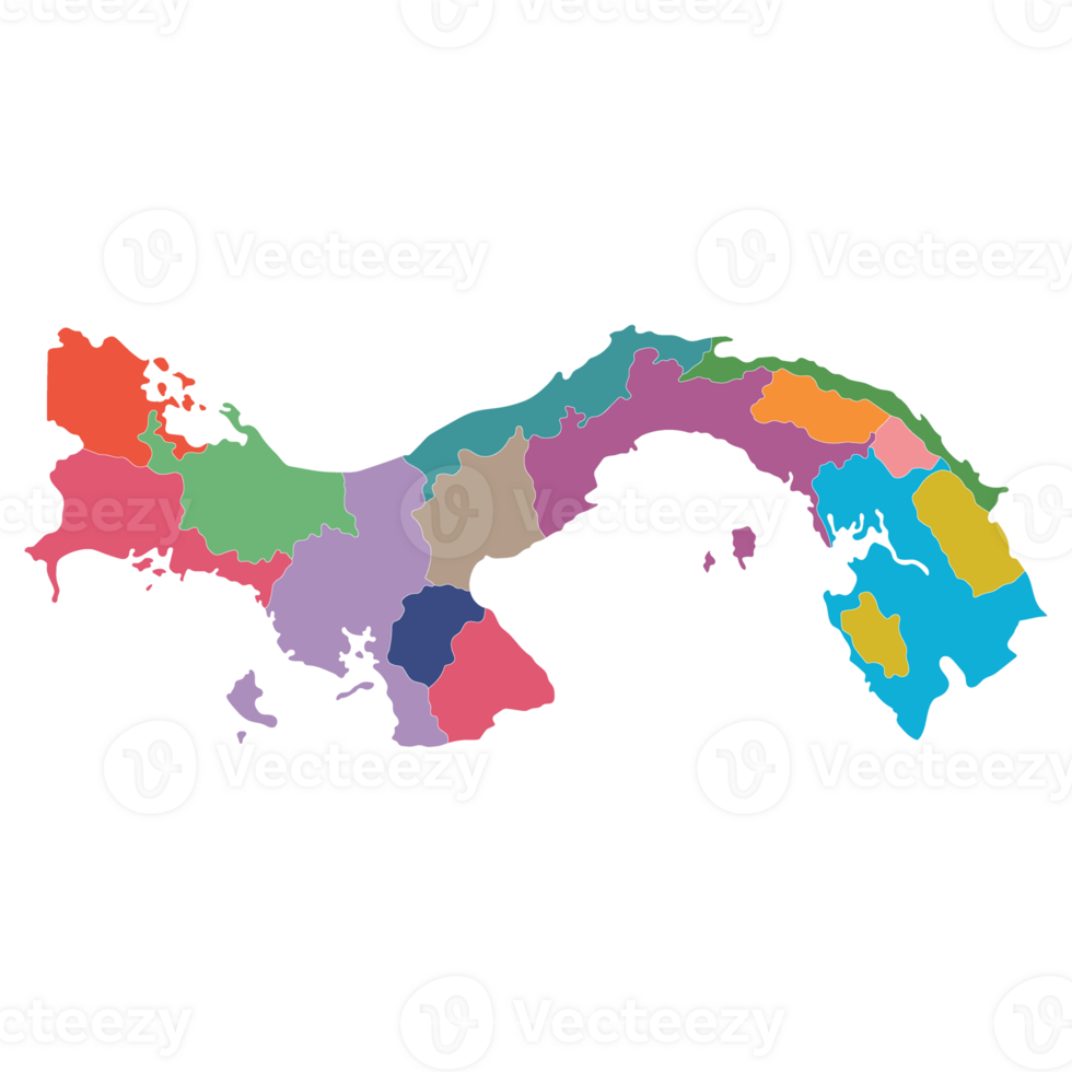 Panama map. Map of Panama in administrative provinces in multicolor png