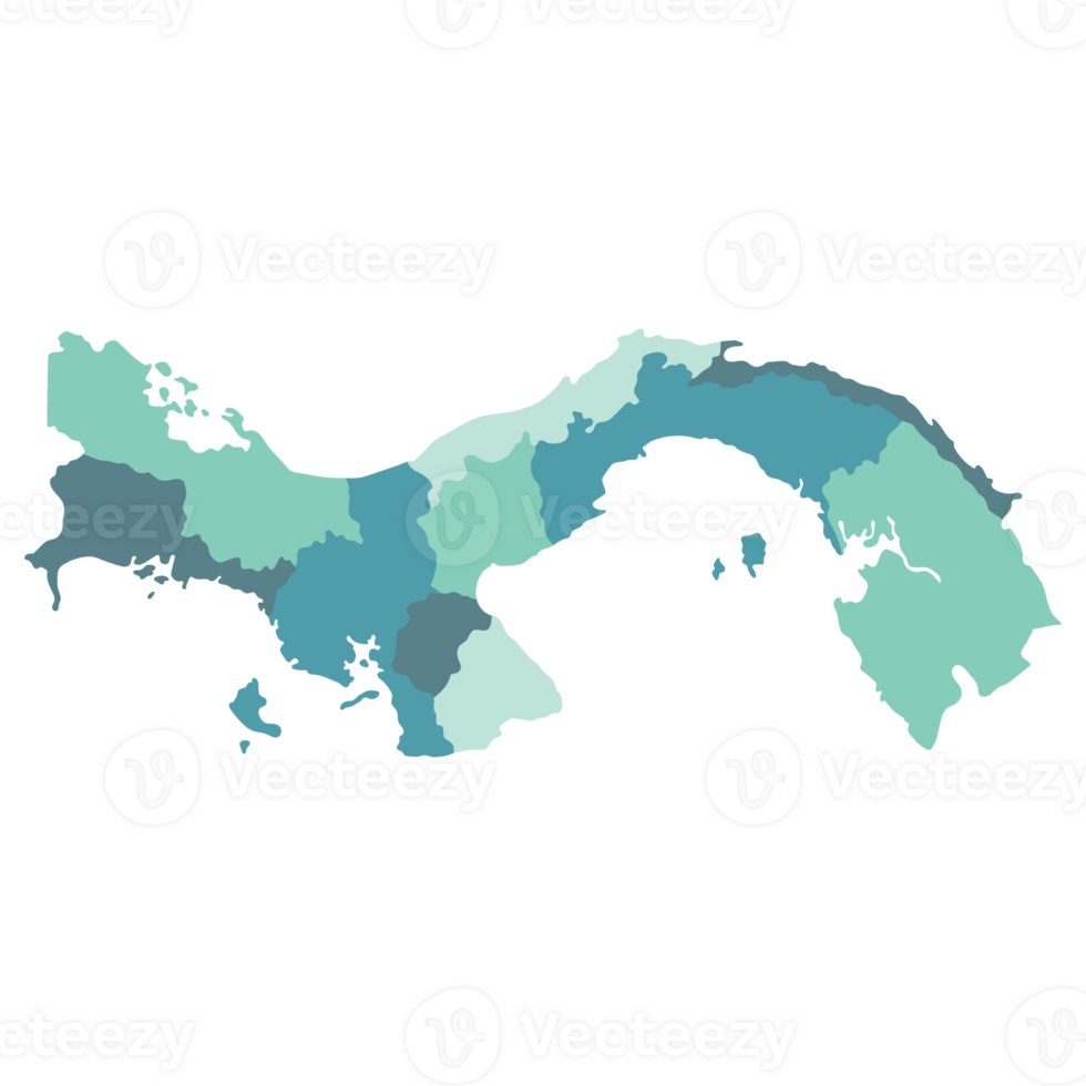 panama Karta. Karta av panama i tio huvud regioner i Flerfärgad png