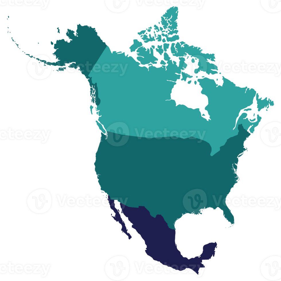 Nord Amérique pays carte. carte de Nord Amérique dans multicolore. png