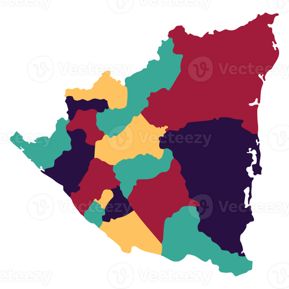 Nicaragua mapa. mapa de Nicaragua en administrativo provincias en multicolor png