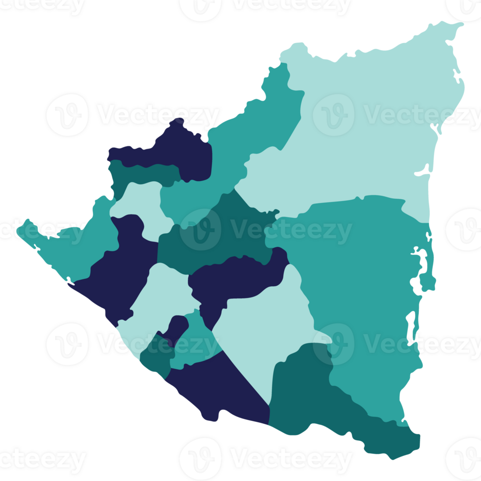 Nicaragua mapa. mapa de Nicaragua en administrativo provincias en multicolor png