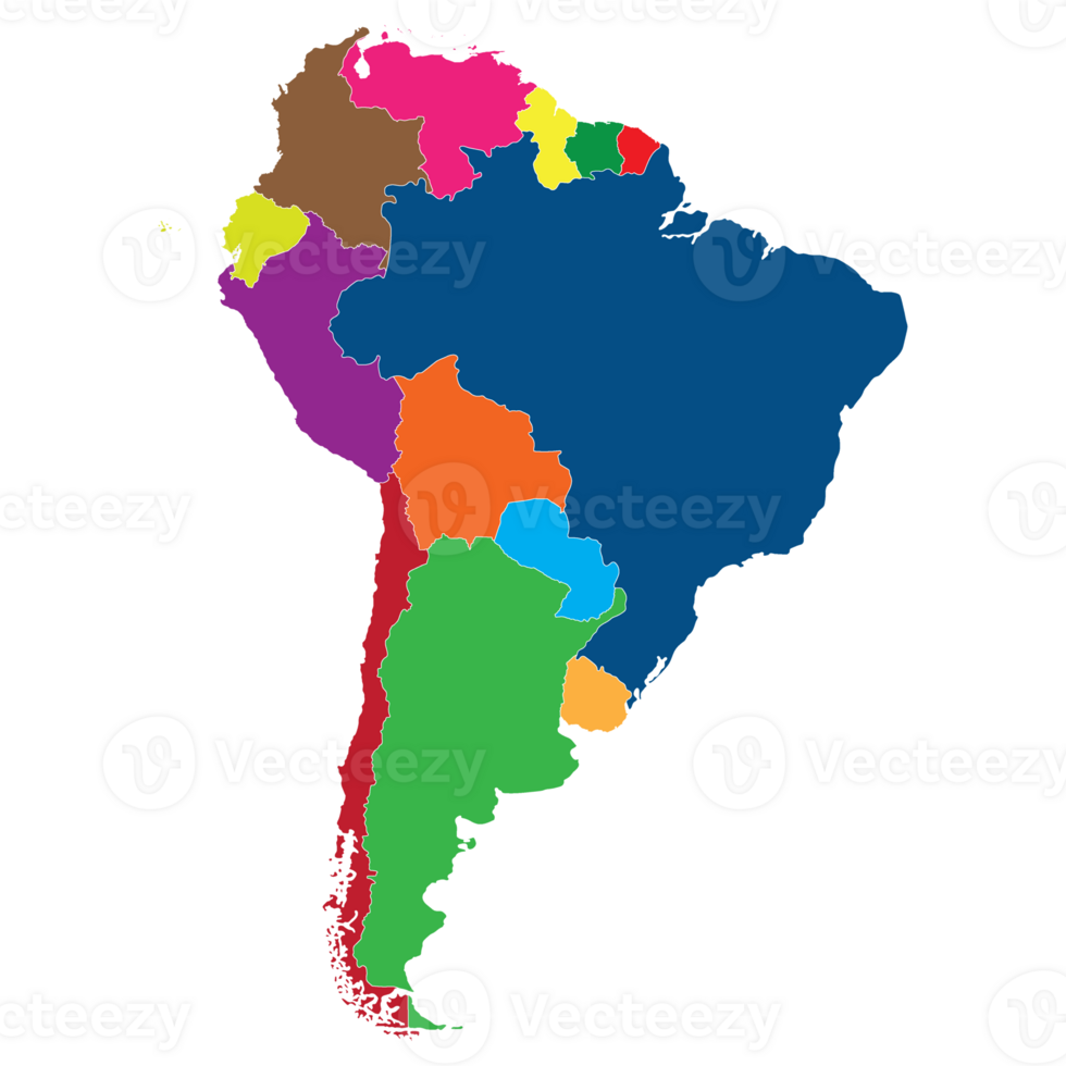 sul América país mapa. mapa do sul América dentro multicolorido. png