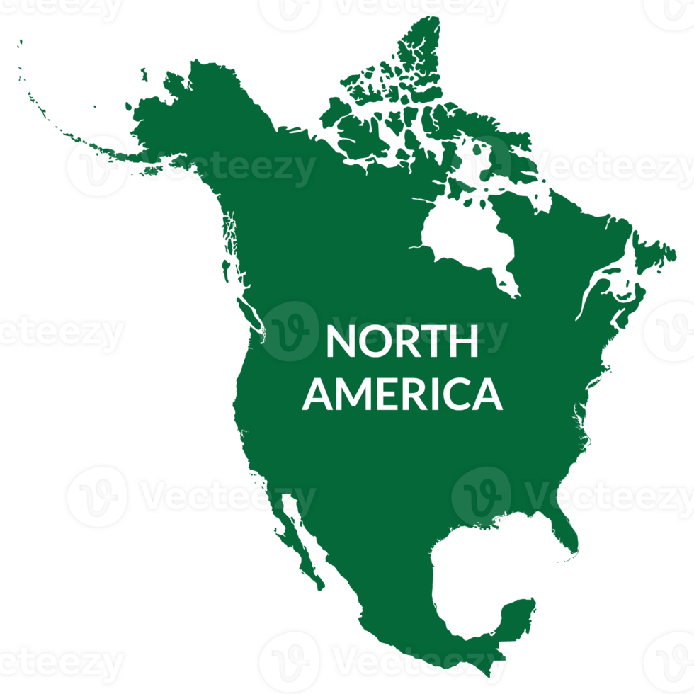 North America country Map. Map of North America in green color. png